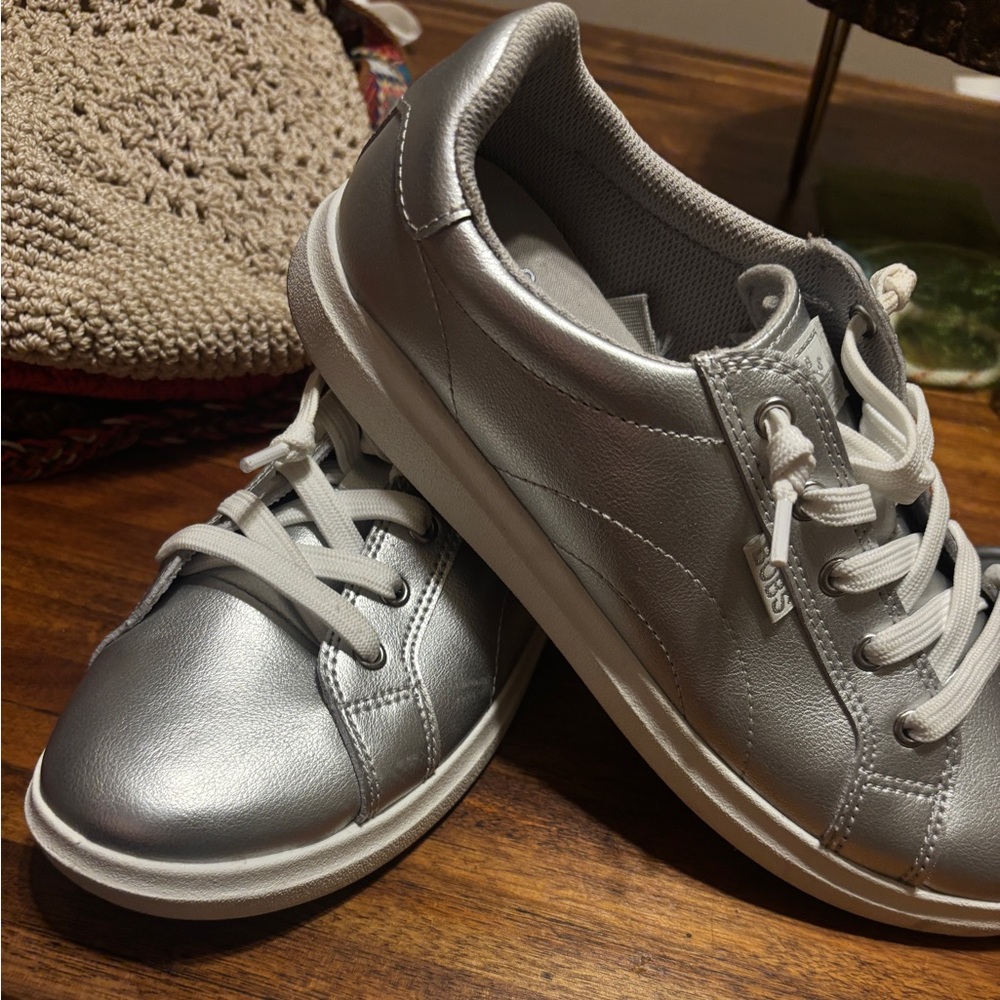Bob’s Silver Low-Top Lace-Up Sneakers
